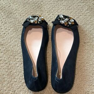 Kate Spade Navy Flats with Jewel Embellishment